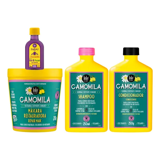 Lola Camomila Shampoo + Condicionador + Mascara + Óleo Danos
