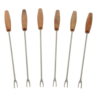 Pinches Picada Fondue De Acero Inoxidable Mango Algarrobo X6 Pinches Picada Fondue De Acero Inoxidable Mango Algarrobo X6