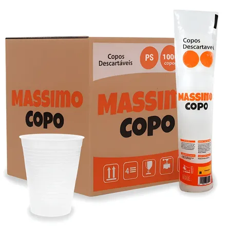 Copo Descartável Ps 200ml Massimo Copo Grupo Bcbf 1000un Branco
