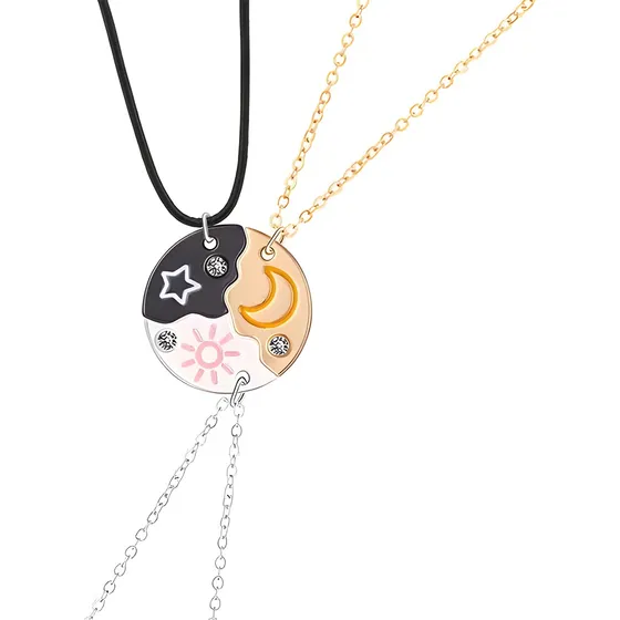 Colar Melhores Amigas Best Friend Amizade Sol Lua Estrela Bf