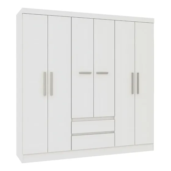 Ropero Placard Dormitorio 6 Puertas 2 Estantes Sensacion Color Blanco