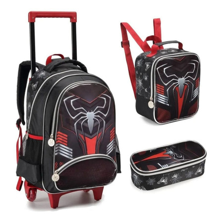 Denlex Dl1369 Conjunto 3 Peça Mochila Rodinhas Menino Dark Spider Denlex Dl1369 Conjunto 3 Peça Mochila Rodinhas Menino Dark Spider