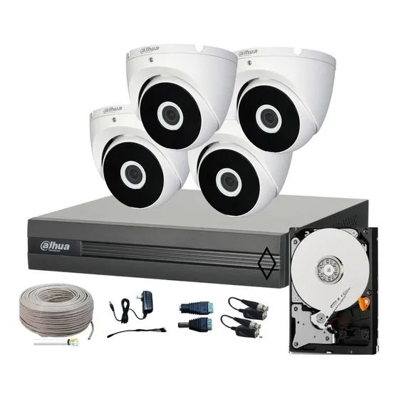Kit Vigilancia 4 Domo 2mp Y Dvr 1080p Lite Balun Utp 1tb 