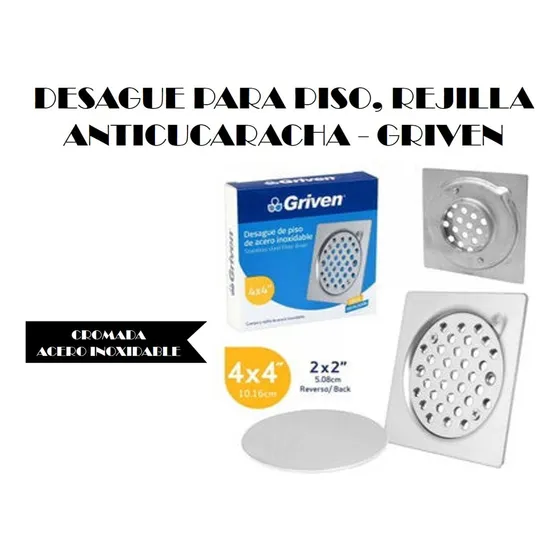 Desagüe De Piso Rejilla Anticucaracha Cromada 2pul - Griven 