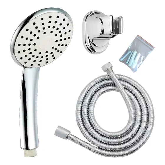 Juego De Ducha Con Soporte Flexible Cromado 1,6 Metros Taumm