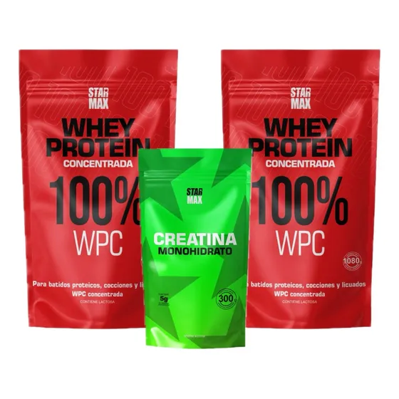 2 Proteinas Star Max 1 Kg + Creatina Star Max 300gr 
