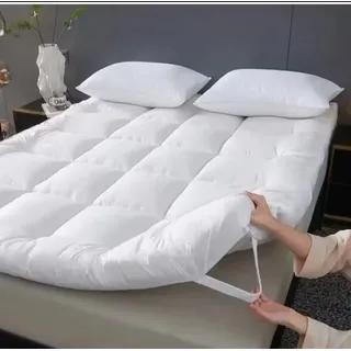Pillow Top Protetor De Colchão 400 Fios Macio - Casal Padrão Branco Liso Casal