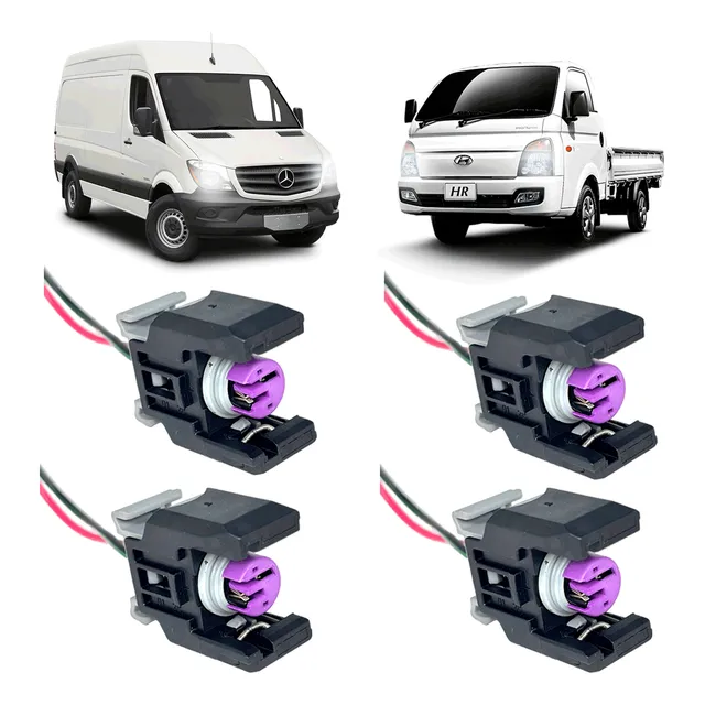 Kit 4 Conector Bico Injetor Sprinter Hr Bongo 2.5 Diesel