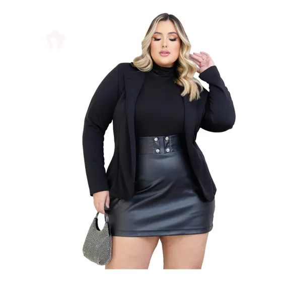 Blazer Casaco Neoprene Feminino Moda Terninho Plus Size 