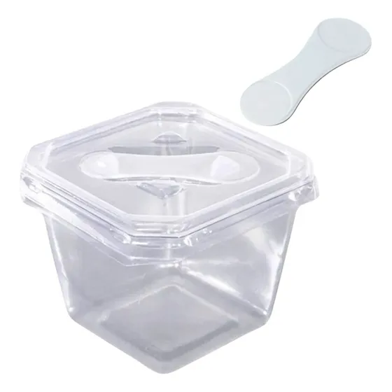 50un Pote Quadrado Bolo No Pote Descartável 250ml C/ Pazinha