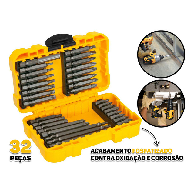 Jogo De Bits E Ponteiras Com 32 Peças Enc Sextavado 1/4 Jogo De Bits E Ponteiras Com 32 Peças Enc Sextavado 1/4