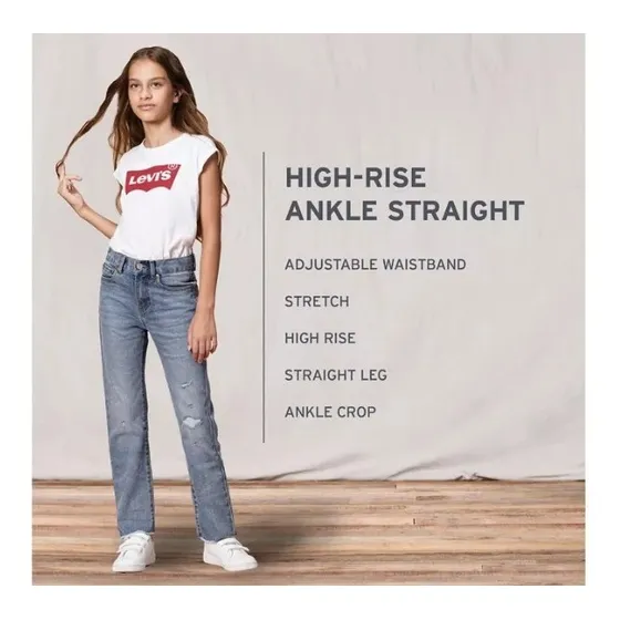 Jeans Levis High Rise Ankle Straight Big Girls Jeans Size 10