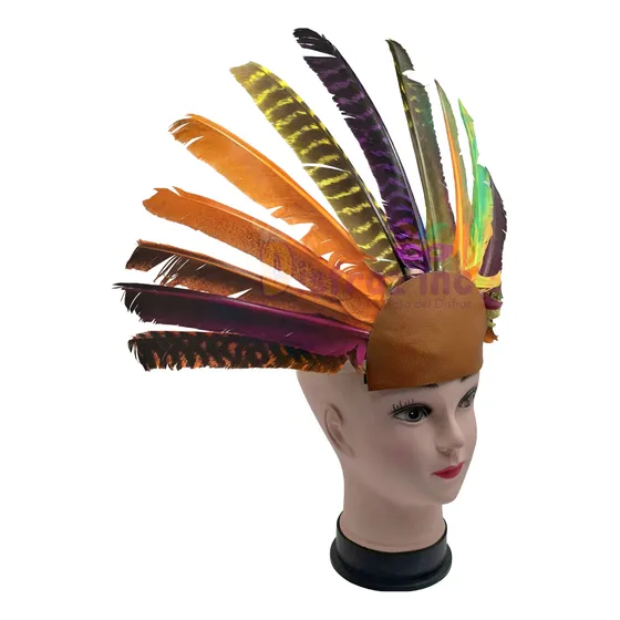 Penacho Azteca C/ Plumas De Colores  Accesorio Disfraz Indio