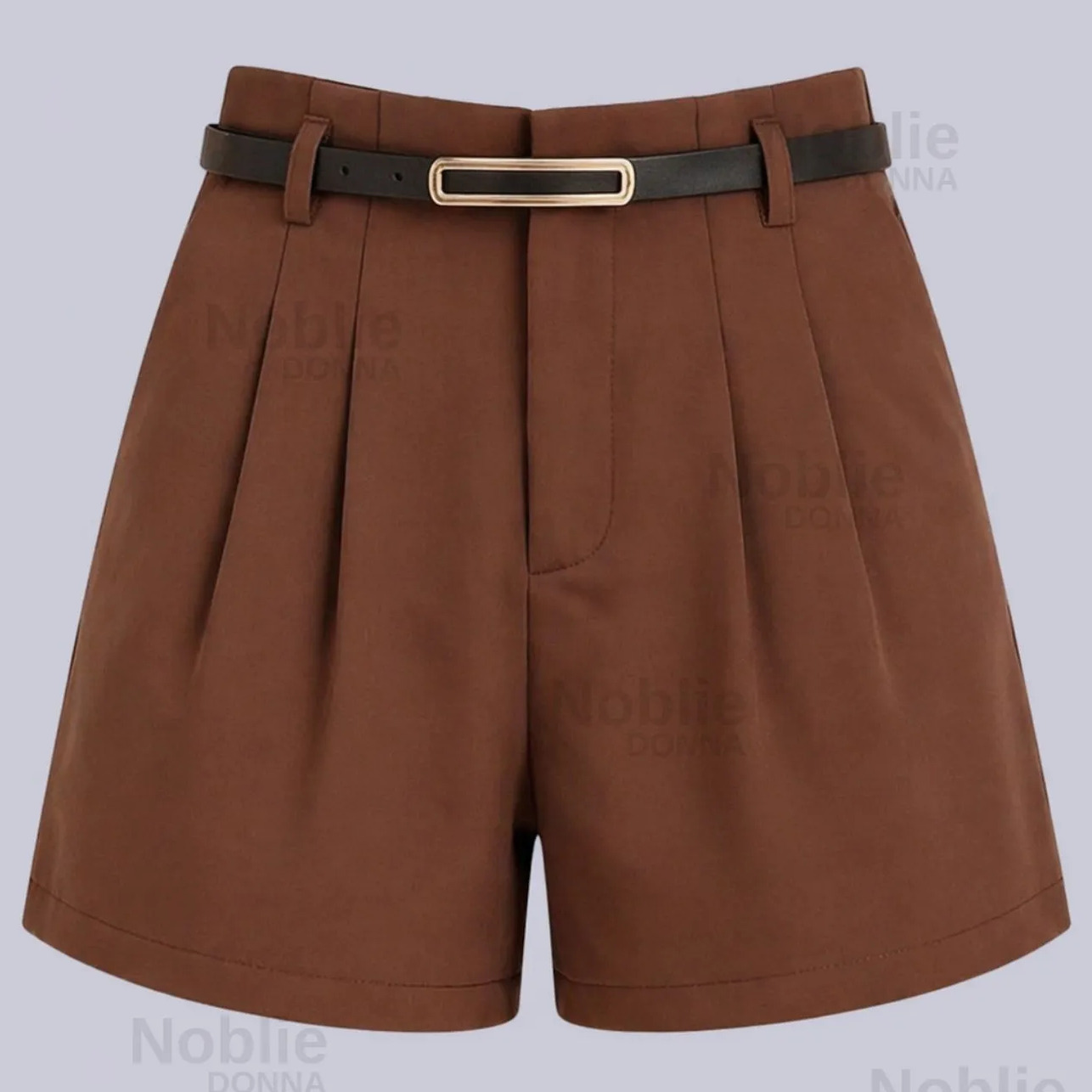 Short Alfaiataria Com Cinto Feminino Cintura Alta Marrom G