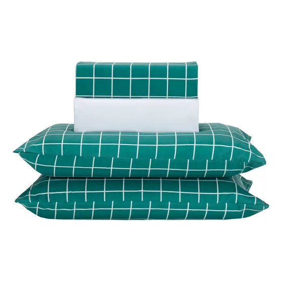 Jogo De Cama Lençol 200 Fios Estampado Queen 4 Peças