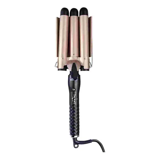 JunJun Electrical tri-ondas chapinha modelador cabelo cerâmica ondulador bivolt cor dourado