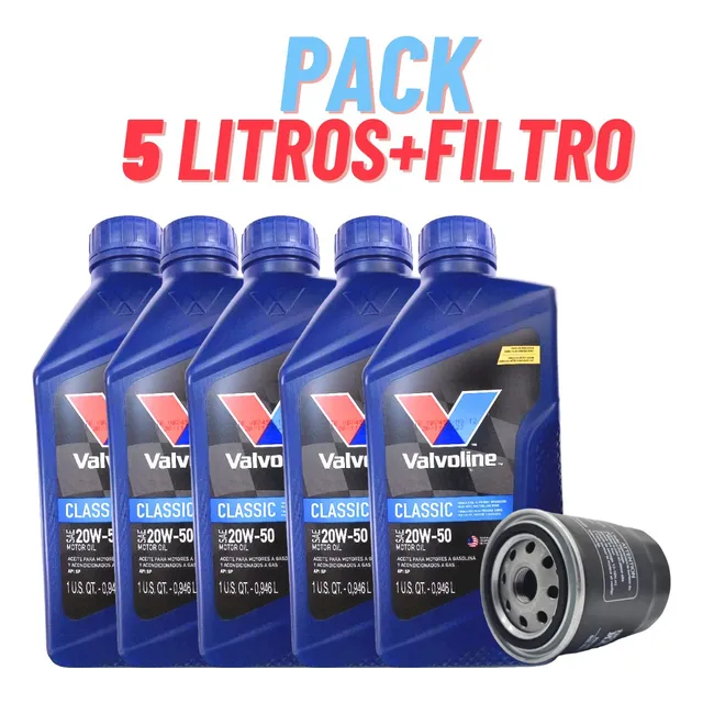 Aceite 20w50 Mineral Valvoline Pack 5lts + Filtro