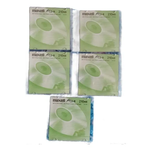 Lote 5 Mini Disc Cd-r Maxell 210 Mb 24 Min Virgens