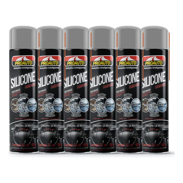 Kit C/6 Silicone Multiuso Carro Novo Spray Náutico 321ml