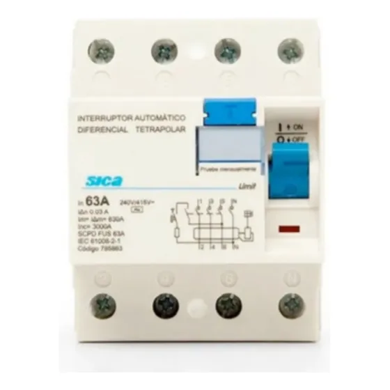 Llave Diferencial Tetrapolar Sica 63amp 30ma Salvavidas Ute
