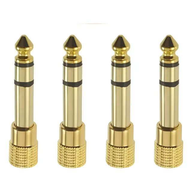 Pack 4 Adaptadores Audio Plug 3.5 A 6.5 Estéreo Oro 