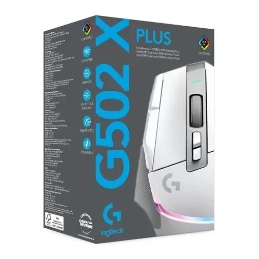 Mouse gamer inalámbrico recargable Logitech Serie G G502 X Plus white
