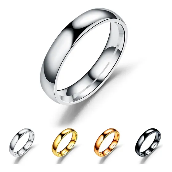 Anillo De Pareja De Titanio Liso De Acero Inoxidable Simple