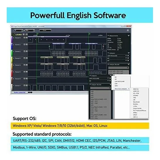 La Usb Logic Analyzer Canal Entrada Mhz Ingle Pc Soporte