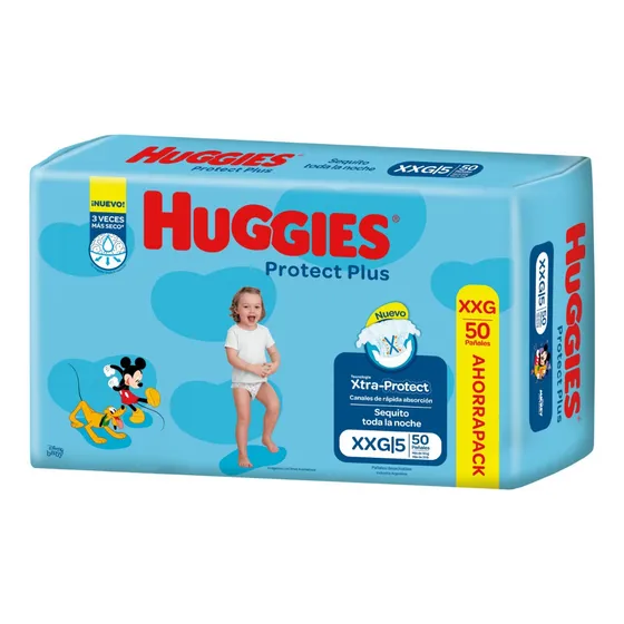 Pañales Huggies Protect Plus XXGPañales Huggies Protect Plus XXG en pack de 50 x 50 unidades