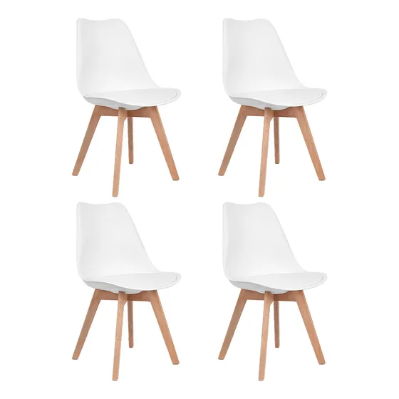 Sillas De Comedor Tulip Eames Nordicas Con Almohadon Set X4 Gardenlife Color Blanco