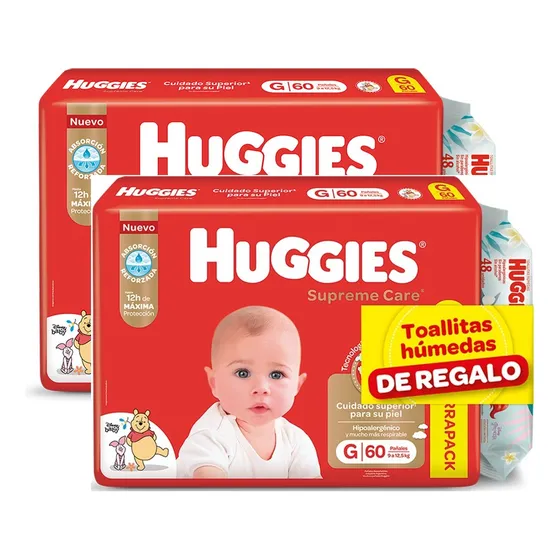 Huggies Supreme G X 120 + Toalla 96 Unid. De Género Sin género Tamaño Grande (G)