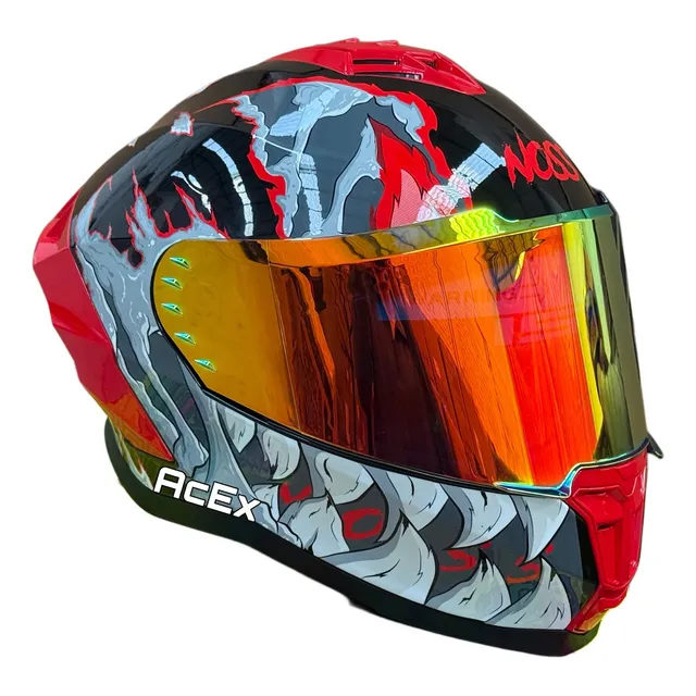 Casco Noss Deportivo Certificado Moto Negro Mate Mica Broche Color Hunter Rojo Diseño Evo 816 Tamaño Del Casco Extra Grande