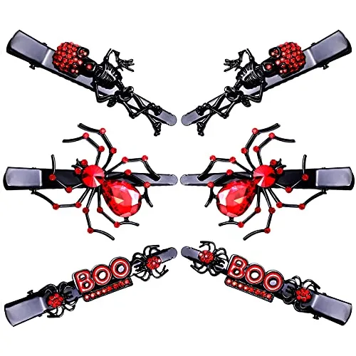 Cealxheny 3pairs Halloween Hair Clips Gótico Spider Zfq72