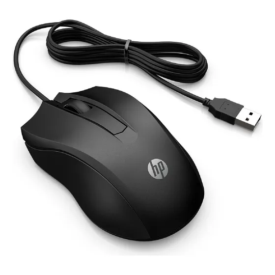 Mouse Optico Hp 100 Preto Alambrico Usb Negro