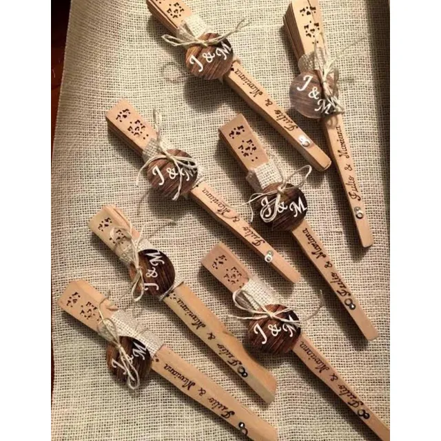 Abanico Madera Natural Personalizado Recordatorio Matrimonio