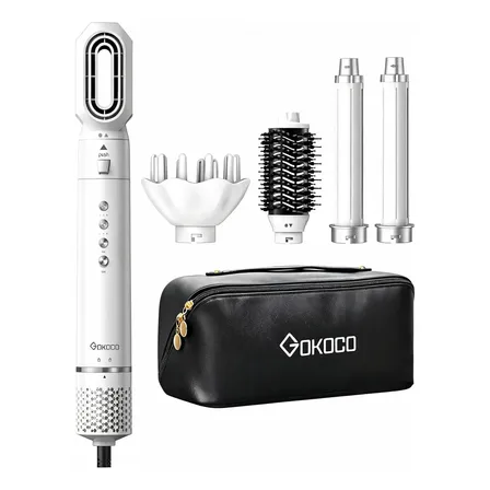 Secador De Cabelo 5 Em 1 Gokoco Gd031 Escova Hot Air Styler Branco 127-220v