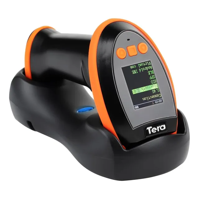 Tera Lector de Códigos de Barras con Pantalla Digital y Teclado, Versión Pro Ultra Rápida, Compatible con Bluetooth 2.4Ghz Inalámbrico y USB Cableado,1D 2D QR Portátil