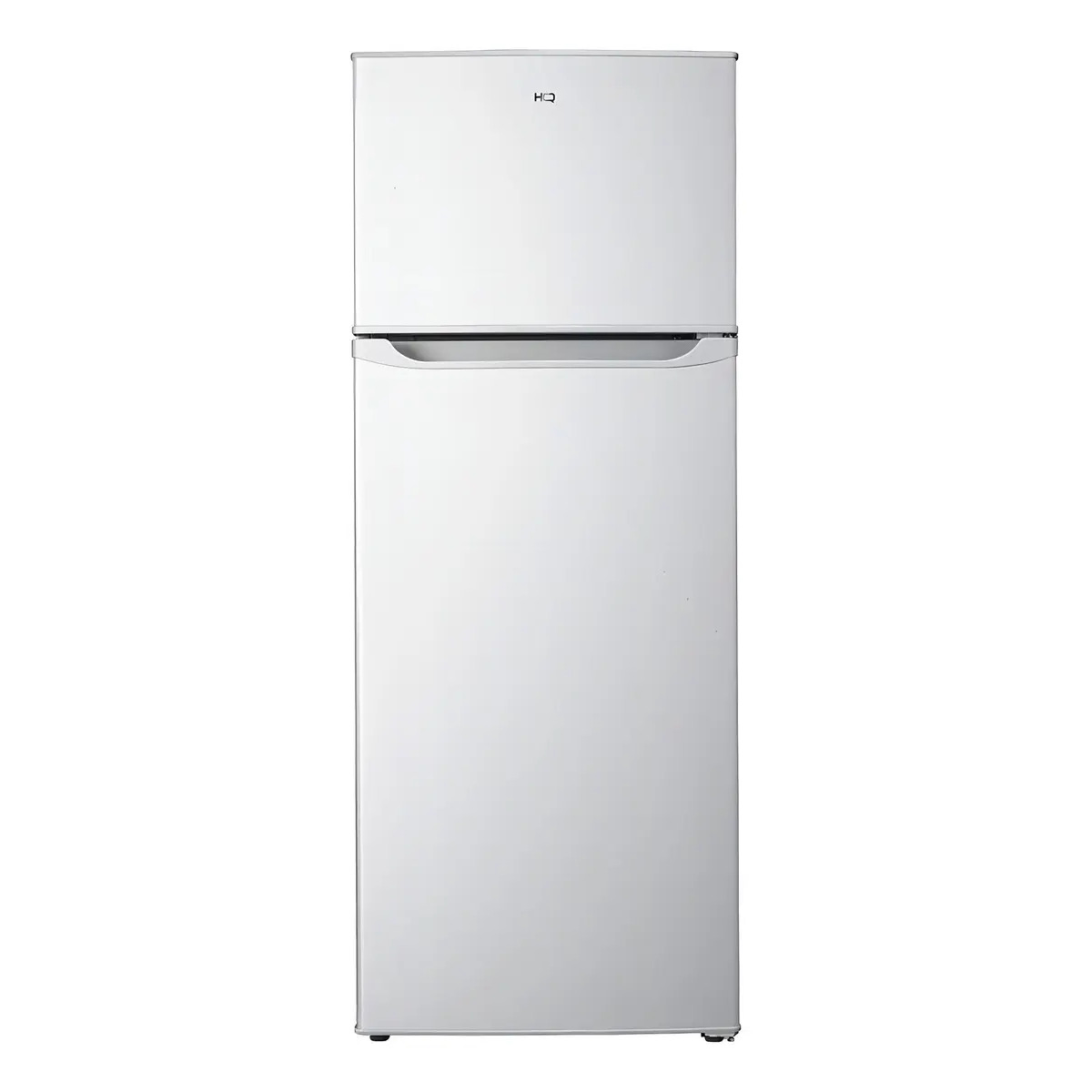 Geladeira Hq Defrost 230L modelo Hq-230rdf na cor branca com duas portas, vista frontal