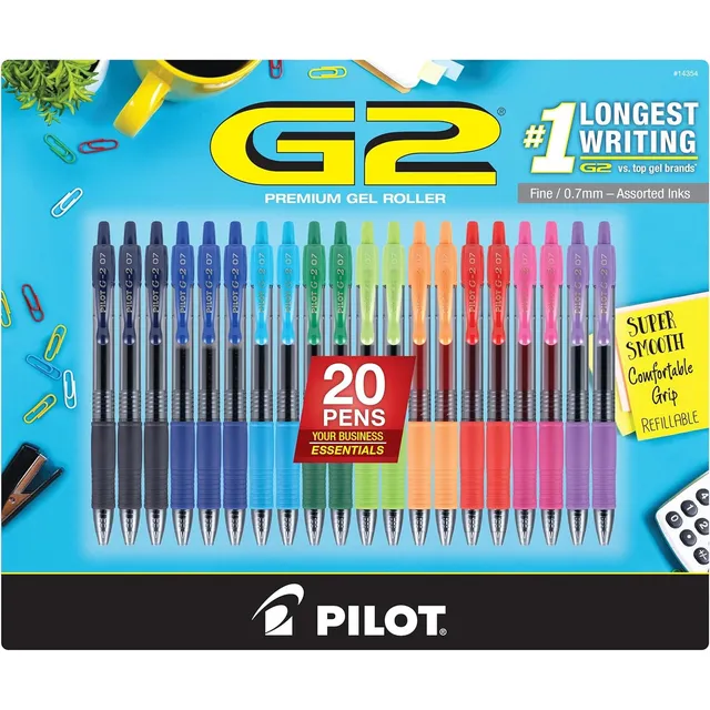 Pilot 20 Plumas Bolígrafos De Gel Retráctiles Colores 0.7 Mm Tinta Magenta Exterior Agua