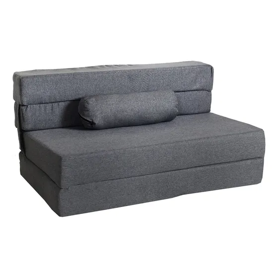 Sofa Cama Matrimonial Futon Converticama Sillon Color Gris Diseño De La Tela Lino