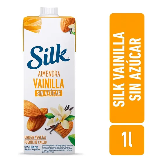 Leche Silk Almendra Vainilla X 1l Sin Azucar Pack X 6u