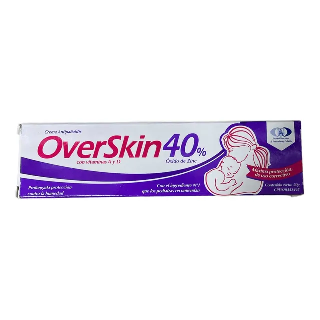 Crema Antipañalitis Overskin 40% Óxido De Zinc 50gr