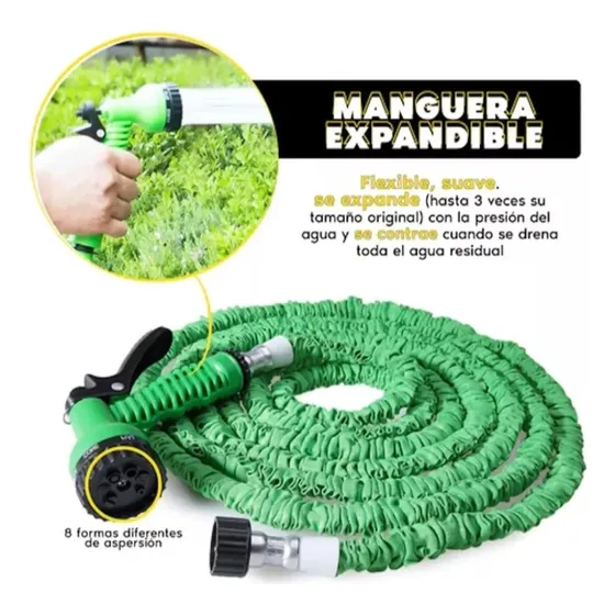 Manguera De Riego Jardín Expansible 15mt Con Pistola 