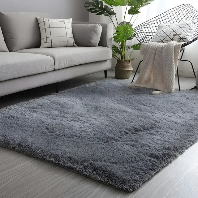 Tapete Saggy, Felpudo. Dhalishop Shaggy Cor Cinza-escuro Liso - De 2m X 1.4m 2 M 1.4 M