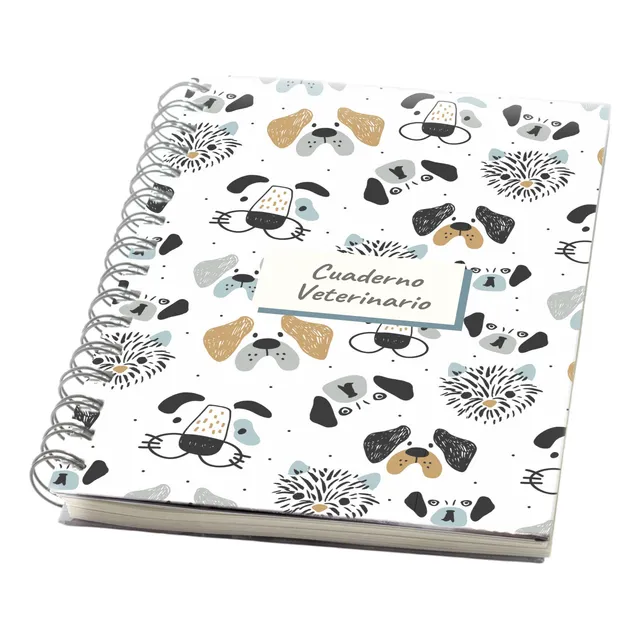 Cuaderno Control Veterinario Tapa Dura Hojas Color. Completo