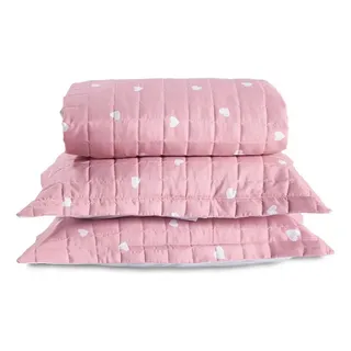 Mariano Enxovais Kit Colcha Cobre Leito Casal 3 Peças 150 Fios Algodão Misto Cora