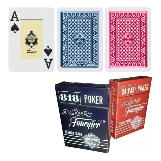 Mazos Juego De 55 Cartas Fournier Poker 818 Azul Y Roja K3
