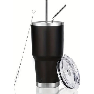 Vaso Térmico De 30oz Acero Inoxidable Con Popote Y Cepillo Vaso Térmico De 30oz Acero Inoxidable Con Popote Y Cepillo