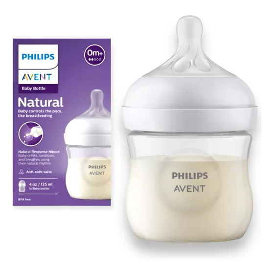 Mamadera Avent Philips Natural Response 125ml 0m+ Color Blanco Liso