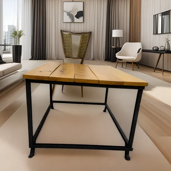 Mesa Ratona Rústica Hierro Madera Quebracho Blanco Artesanal